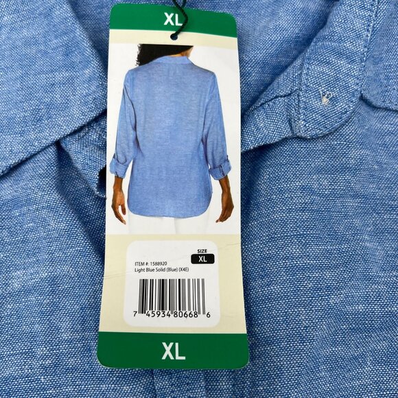 Orvis XL Light Blue Long Sleeve Linen Blend Button-Up Shirt‎ NWT - Picture 3 of 9